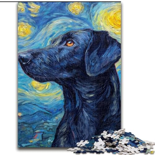 Puzzle 1000 Teile für Teenager, Geschenke zum Thema Nachthimmel-Labrador, entspannendes intellektuelles Lernspielzeug, Geburtstagsgeschenk, Geschenke, Wandkunst (Größe 26x38cm) von MrChunlong