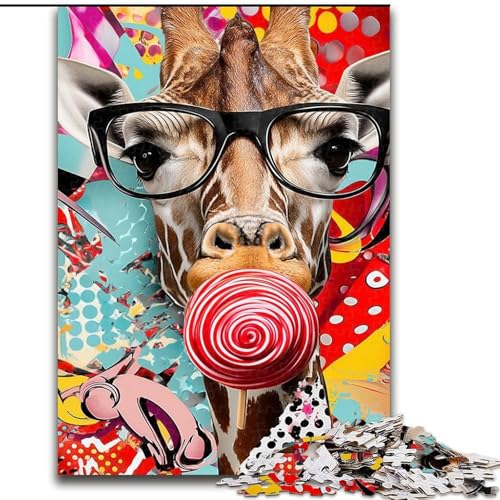 Puzzle 1000 Teile für Teenager, Giraffengraffiti, Stressabbau mit vollständig ineinandergreifenden, zufällig geformten Teilen für Kinder ab 14 Jahren (Größe 26x38cm) von MrChunlong
