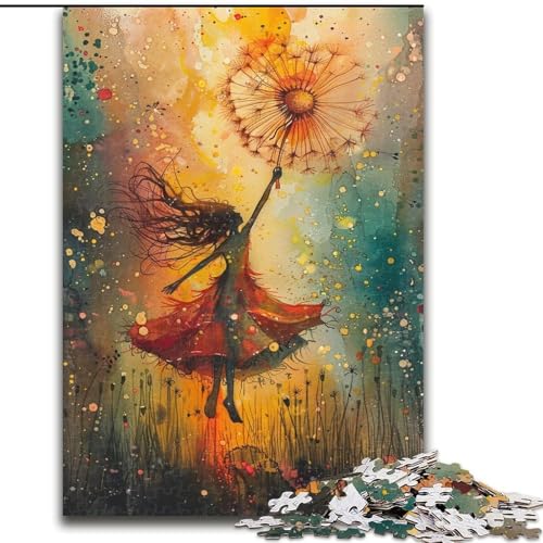 Puzzle 1000 Teile für Teenager, Löwenzahnmädchen, Stressabbau mit vollständig ineinandergreifenden, zufällig geformten Teilen für Kinder ab 14 Jahren (Größe 26x38cm) von MrChunlong