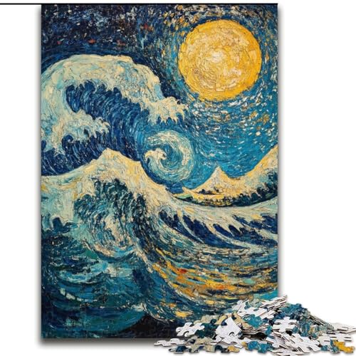 Puzzle 1000 Teile für Teenager, Meereswellen, Stressabbau mit vollständig ineinandergreifenden, zufällig geformten Teilen für Kinder ab 14 Jahren (Größe 50x75cm) von MrChunlong