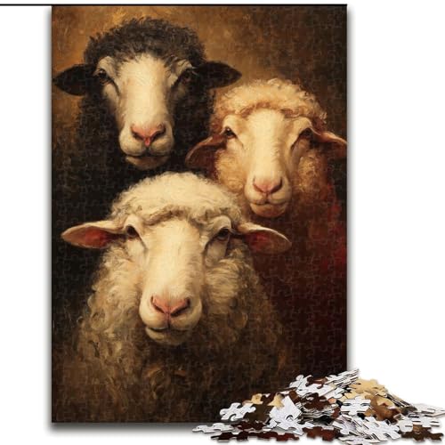 Puzzle 1000 Teile für Teenager, Schaf, Stressabbau mit vollständig ineinandergreifenden, zufällig geformten Teilen für Kinder ab 14 Jahren (Größe 26x38cm) von MrChunlong
