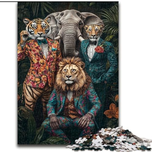 Puzzle 1000 Teile für Teenager, Tierfamilie, Stressabbau mit vollständig ineinandergreifenden, zufällig geformten Teilen für Kinder ab 14 Jahren (Größe 50x75cm) von MrChunlong