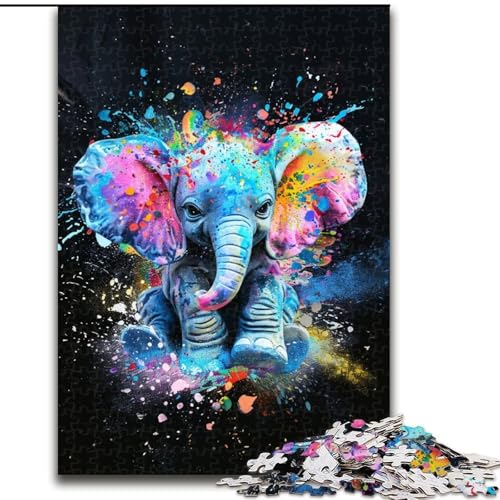 Puzzle für Erwachsene, 1000 Bunte Elefantenbabys aus Holz, Spielzeug, Geschenk, pädagogisches, intellektuelles, entspannendes Familienspiel, 50x75cm, für interaktives Familienspiel von MrChunlong