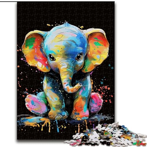 Puzzle für Erwachsene, 1000 Bunte Elefantenbabys aus Holz, für Teenager ab 14 Jahren, Heimdekoration, 50x75cm, DIY-Kunstdekor von MrChunlong