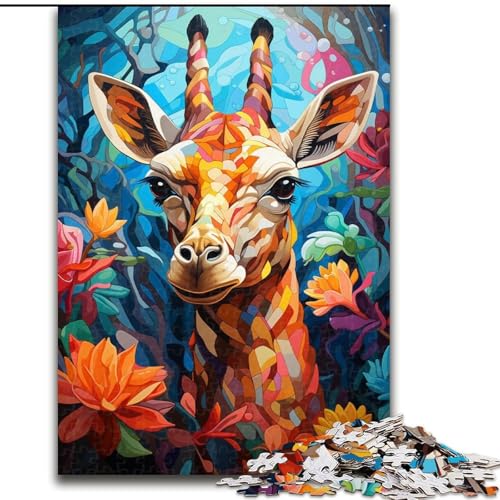 Puzzle für Erwachsene, 1000 Bunte Giraffenkunst aus Holz, für Teenager ab 14 Jahren, Heimdekoration, 50x75cm, DIY-Kunstdekor von MrChunlong