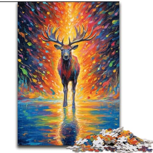 Puzzle für Erwachsene, 1000 Bunte Hirsche aus Holz, Spielzeug, Geschenk, pädagogisches, intellektuelles, entspannendes Familienspiel, 50x75cm, für interaktives Familienspiel von MrChunlong