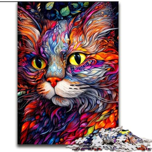 Puzzle für Erwachsene, 1000 Bunte Katzen, aus Holz, für Teenager ab 14 Jahren, Heimdekoration, 50x75cm, DIY-Kunstdekor von MrChunlong