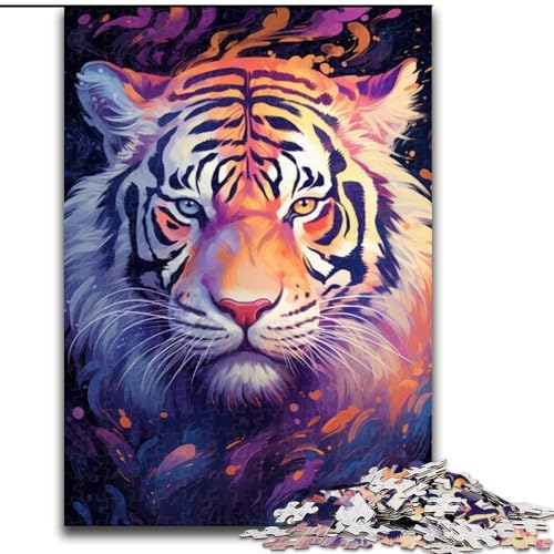 Puzzle für Erwachsene, 1000 Bunte Tiertiger aus Holz, für Teenager ab 14 Jahren, Heimdekoration, 50x75cm, DIY-Kunstdekor von MrChunlong