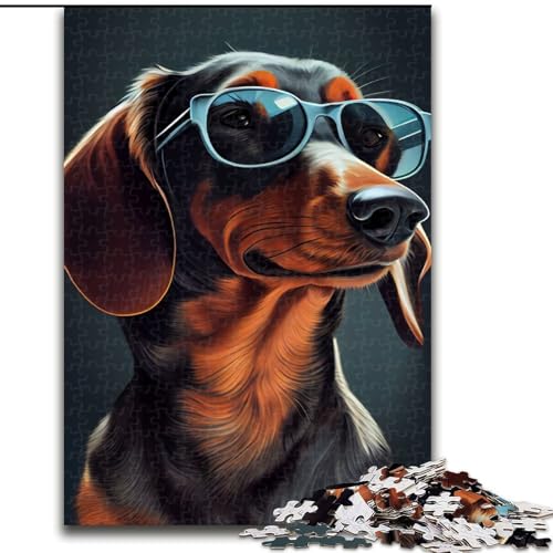 Puzzle für Erwachsene, 1000 Dackel-Sonnenbrillen aus Holz, Spielzeug, Geschenk, pädagogisches, intellektuelles, entspannendes Familienspiel, 50x75cm, für interaktives Familienspiel von MrChunlong