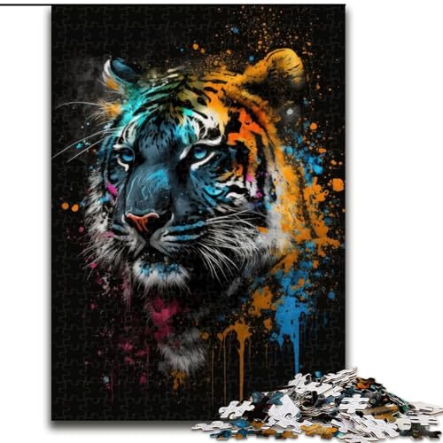 Puzzle für Erwachsene, 1000 Farbspritzer, Tiger, aus Holz, für Teenager ab 14 Jahren, Heimdekoration, 50x75cm, DIY-Kunstdekor von MrChunlong