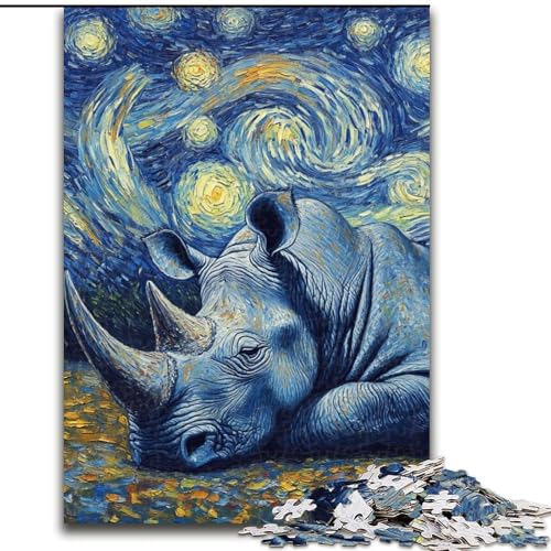 Puzzle für Erwachsene, 1000 Nashorn-Sternenhimmel, aus Holz, für Teenager ab 14 Jahren, Heimdekoration, 50x75cm, DIY-Kunstdekor von MrChunlong
