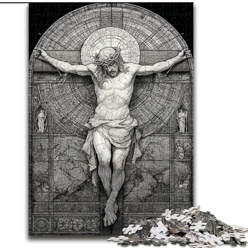 Puzzle für Erwachsene, 1000 Puzzles, Buntglas-Jesus, Dekomprimierendes intellektuelles Lernspielzeug, Geburtstagsgeschenk, Geschenke (Größe 26x38cm) von MrChunlong