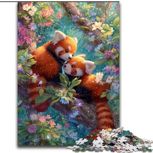 Puzzle für Erwachsene, 1000 Puzzles, Roter Panda, Dekomprimierendes intellektuelles Lernspielzeug, Geburtstagsgeschenk, Geschenke (Größe 26x38cm) von MrChunlong