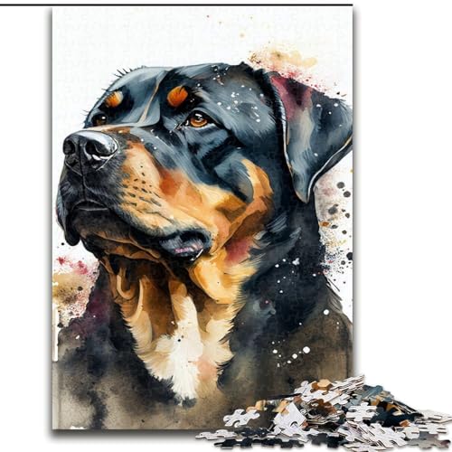 Puzzle für Erwachsene, 1000 Rottweiler-Aquarellhunde aus Holz, für Jugendliche ab 14 Jahren, Heimdekoration, 50x75cm, DIY-Kunstdekor von MrChunlong