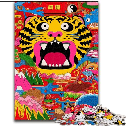 Puzzle für Erwachsene, 1000 Teile, Abstrakter Tiger, anspruchsvolles Spiel und Familienspiel mit vollständig ineinandergreifenden, zufällig geformten Teilen (Größe 50x75cm) von MrChunlong
