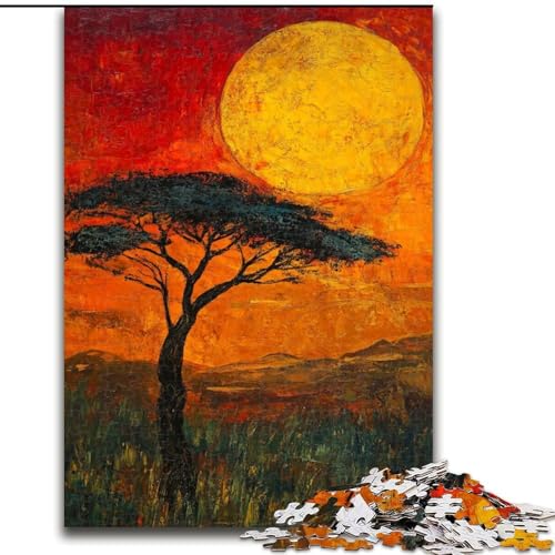 Puzzle für Erwachsene, 1000 Teile, Afrikanische Graslandschaften, anspruchsvolles Spiel und Familienspiel mit vollständig ineinandergreifenden, zufällig geformten Teilen (Größe 50x75cm) von MrChunlong
