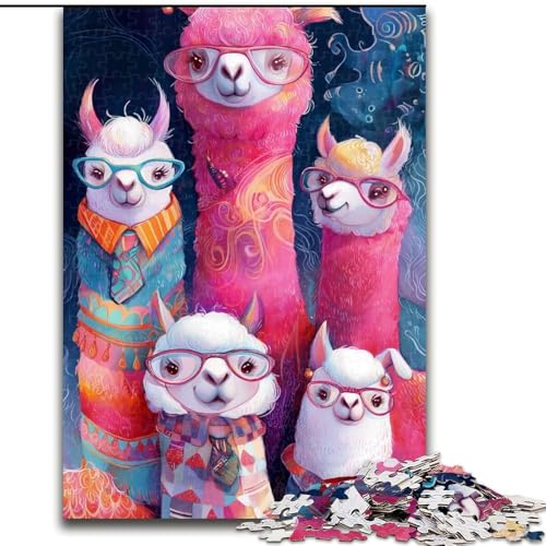 Puzzle für Erwachsene, 1000 Teile, Alpaka-Familie, anspruchsvolles Spiel und Familienspiel mit vollständig ineinandergreifenden, zufällig geformten Teilen (Größe 50x75cm) von MrChunlong