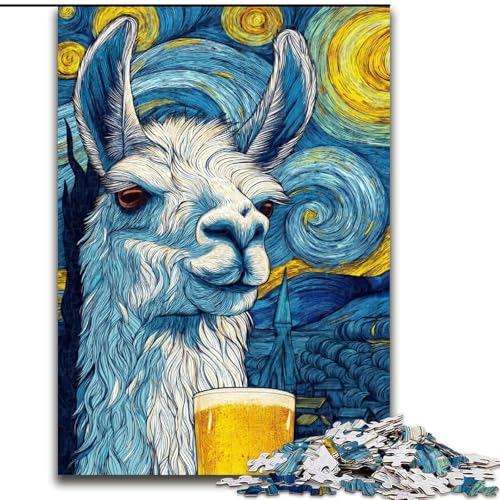 Puzzle für Erwachsene, 1000 Teile, Alpaka-Nachthimmel, anspruchsvolles Spiel und Familienspiel mit vollständig ineinandergreifenden, zufällig geformten Teilen (Größe 50x75cm) von MrChunlong