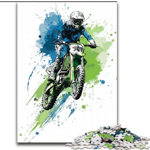 Puzzle für Erwachsene, 1000 Teile, Aquarell-Motorrad, anspruchsvolles Spiel und Familienspiel mit vollständig ineinandergreifenden, zufällig geformten Teilen (Größe 50x75cm) von MrChunlong