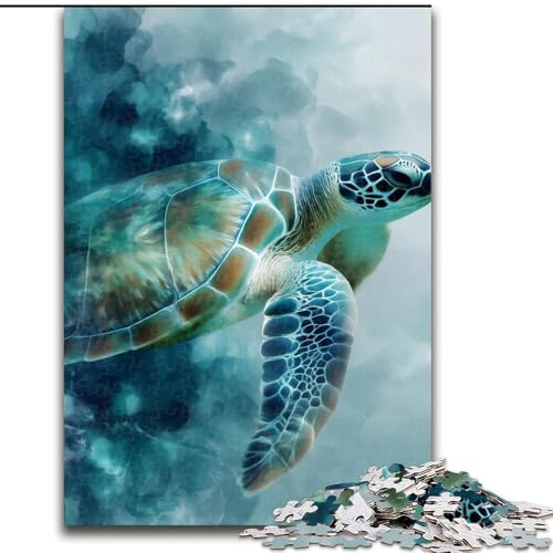 Puzzle für Erwachsene, 1000 Teile, Aquarellschildkröte, Familienunterhaltungsspielzeug, ganze Familie, ab 14 Jahren (Größe 26x38cm) von MrChunlong