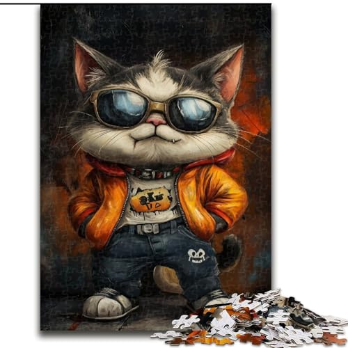 Puzzle für Erwachsene, 1000 Teile, Art Cat, anspruchsvolles Spiel und Familienspiel mit vollständig ineinandergreifenden, zufällig geformten Teilen (Größe 50x75cm) von MrChunlong