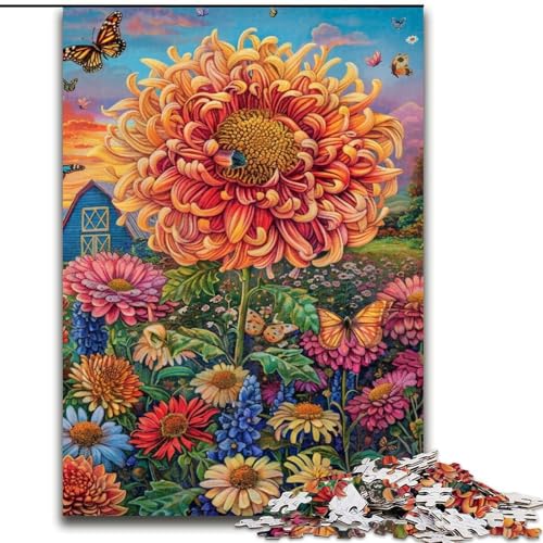 Puzzle für Erwachsene, 1000 Teile, Bauernhof, Blumenmeer, anspruchsvolles Spiel und Familienspiel mit vollständig ineinandergreifenden, zufällig geformten Teilen (Größe 50x75cm) von MrChunlong