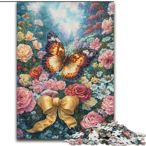 Puzzle für Erwachsene, 1000 Teile, Blumen und Schmetterlinge, Familienspiel, Stressabbau, schwierige Herausforderung, stärkt die Liebe zwischen Paaren (Größe 26x38cm) von MrChunlong
