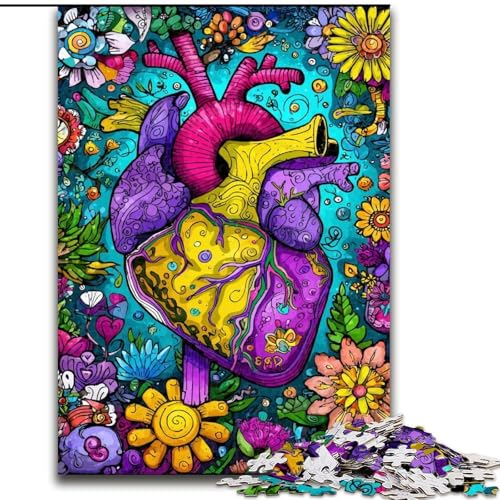 Puzzle für Erwachsene, 1000 Teile, Blumenherz, Lernspielzeug für Erwachsene, ganze Familie ab 14 Jahren (Größe 50x75cm) von MrChunlong