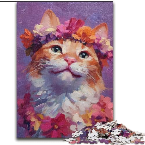 Puzzle für Erwachsene, 1000 Teile, Blumenkatze, Lernspielzeug für Erwachsene, ganze Familie ab 14 Jahren (Größe 26x38cm) von MrChunlong