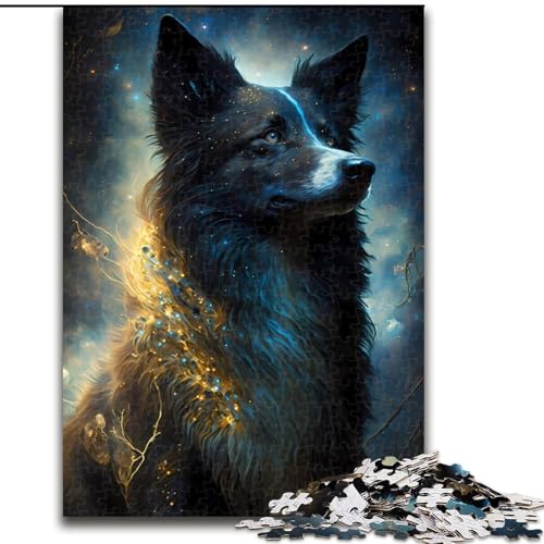 Puzzle für Erwachsene, 1000 Teile, Border-Collie-Hund, aus Pappe, perfekt für Halloween, Weihnachten, Geburtstagsgeschenk, 1000 Teile(26x38cm) von MrChunlong