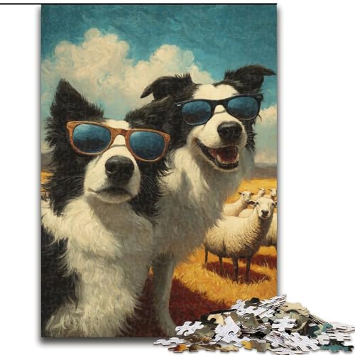 Puzzle für Erwachsene, 1000 Teile, Border Collie Selfie, Spielzeug, Lernspiele, Stressabbau, Eltern-Kind-Interaktion (Größe 26x38cm) von MrChunlong