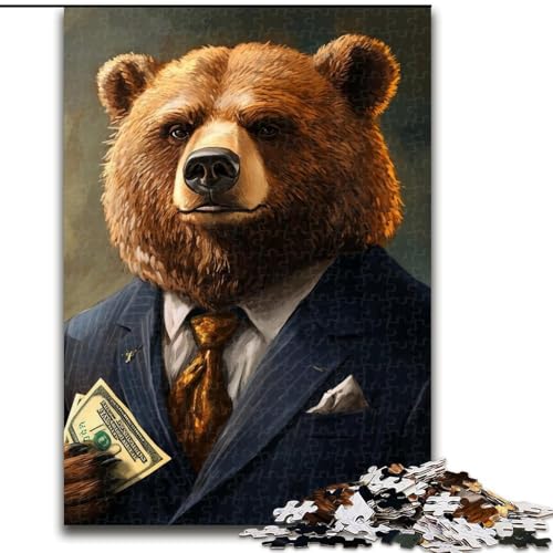 Puzzle für Erwachsene, 1000 Teile, Braunbär, anspruchsvolles Spiel und Familienspiel mit vollständig ineinandergreifenden, zufällig geformten Teilen (Größe 26x38cm) von MrChunlong