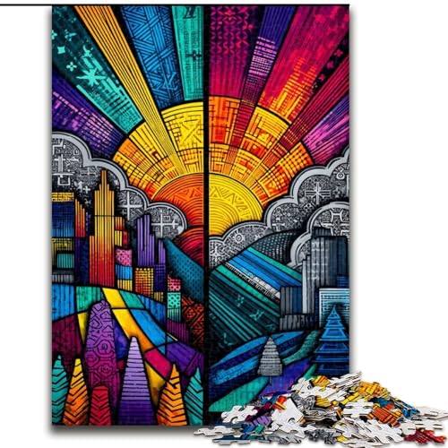 Puzzle für Erwachsene, 1000 Teile, Buntglas, Spielzeug, Lernspiele, Stressabbau, Eltern-Kind-Interaktion (Größe 50x75cm) von MrChunlong