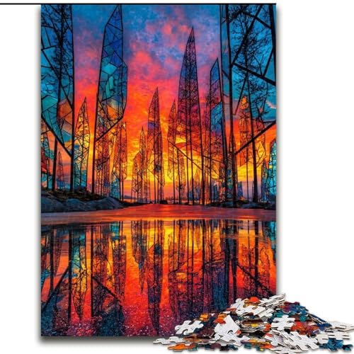 Puzzle für Erwachsene, 1000 Teile, Buntglaswald, hilft dem Gehirn, süchtig machendes Spielzeug zu trainieren, um Geduld zu fördern und das Gedächtnis zu verbessern (Größe 26x38cm) von MrChunlong
