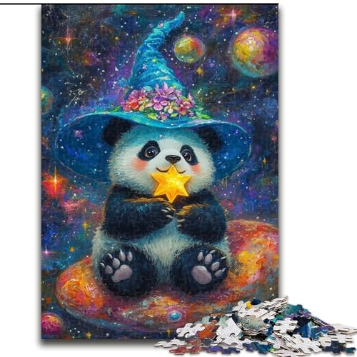 Puzzle für Erwachsene, 1000 Teile, Cartoon-Panda-Zauberer, Familienspiel, Stressabbau, schwierige Herausforderung, stärkt die Liebe zwischen Paaren (Größe 50x75cm) von MrChunlong