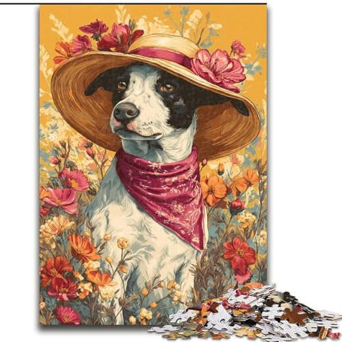 Puzzle für Erwachsene, 1000 Teile, Cowgirl-Hunde in Wildblumen, Spielzeug, Lernspiele, Stressabbau, Eltern-Kind-Interaktion (Größe 50x75cm) von MrChunlong