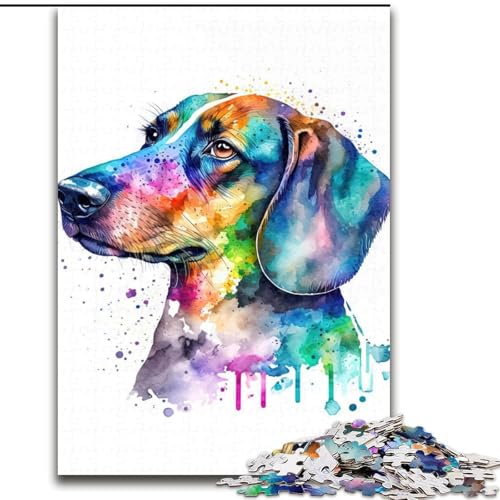 Puzzle für Erwachsene, 1000 Teile, Dackel-Aquarell-Puzzle aus Holz, anspruchsvolles Denkspiel für Teenager und Familien, 1000 Teile(50x75cm) von MrChunlong