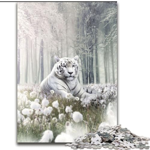 Puzzle für Erwachsene, 1000 Teile, Das entspannende weiße Tiger-Puzzle aus Holz, anspruchsvolles Denkspiel für Teenager und Familien, 1000 Teile(50x75cm) von MrChunlong