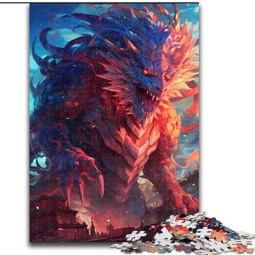 Puzzle für Erwachsene, 1000 Teile, Drachenmonster-Wut, aus Pappe, interaktives Familienspiel, Heimdekoration zum Selbermachen, anspruchsvolles Denkspiel als Geschenk, 1000 Teile(26x38cm) von MrChunlong