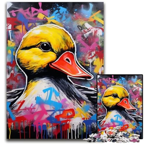 Puzzle für Erwachsene, 1000 Teile, Enten-Graffiti-Puzzle für Erwachsene, schwieriges Denkspiel für Jugendliche, 50x75cm/19,68x29,52 Zoll von MrChunlong