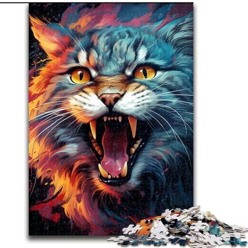 Puzzle für Erwachsene, 1000 Teile, Farbzeichnung, Katze, aus Holz, Kinder ab 14 Jahren, 50x75cm, anspruchsvolles Denkspiel – entspannendes Spielzeug für Teenager von MrChunlong