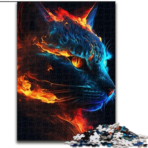 Puzzle für Erwachsene, 1000 Teile, Feuerkatzengesicht aus Holz, für Teenager ab 14 Jahren, Heimdekoration, 50x75cm, DIY-Kunstdekor von MrChunlong
