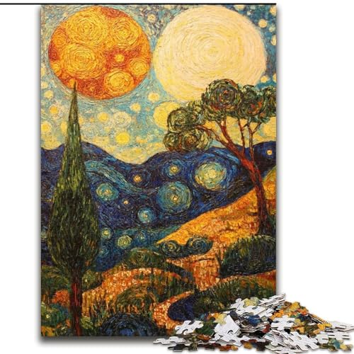 Puzzle für Erwachsene, 1000 Teile, Gemälde von Van Gogh, anspruchsvolles Spiel und Familienspiel mit vollständig ineinandergreifenden, zufällig geformten Teilen (Größe 26x38cm) von MrChunlong