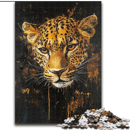 Puzzle für Erwachsene, 1000 Teile, Goldener Leopard, anspruchsvolles Spiel und Familienspiel mit vollständig ineinandergreifenden, zufällig geformten Teilen (Größe 26x38cm) von MrChunlong