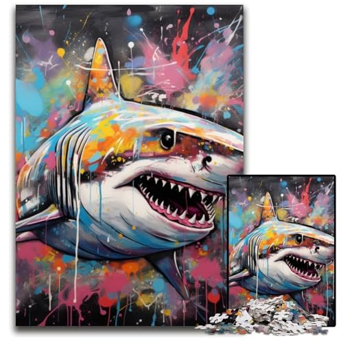 Puzzle für Erwachsene, 1000 Teile, Graffiti-Malerei, Hai-Puzzle für Erwachsene, hochschwieriges Denkspiel für Jugendliche, 26x38cm/10,23x14,96 Zoll Puzzle für Erwachsene, 1000 Teile, Graffiti-Malerei, Hai-Puzzle für Erwachsene, hochschwieriges Denkspiel für Jugendliche, 26x38cm/10,23x14,96 Zoll von MrChunlong
