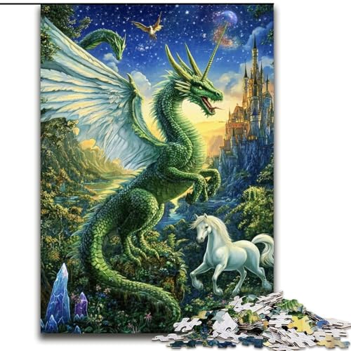 Puzzle für Erwachsene, 1000 Teile, Grüner Drache, anspruchsvolles Spiel und Familienspiel mit vollständig ineinandergreifenden, zufällig geformten Teilen (Größe 50x75cm) von MrChunlong