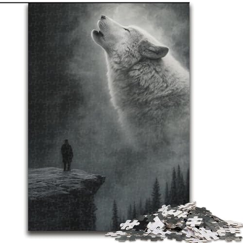 Puzzle für Erwachsene, 1000 Teile, Heulender Wolf, anspruchsvolles Spiel und Familienspiel mit vollständig ineinandergreifenden, zufällig geformten Teilen (Größe 50x75cm) von MrChunlong