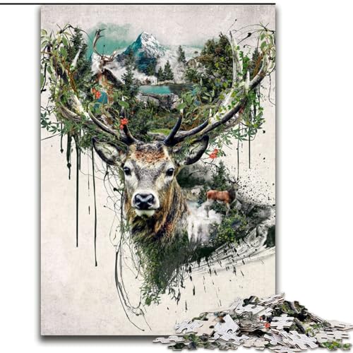 Puzzle für Erwachsene, 1000 Teile, Hirsch, aus Holz, hochschwieriges Denkspiel für Teenager, 50x75cm, für interaktives Familienspiel Puzzle für Erwachsene, 1000 Teile, Hirsch, aus Holz, hochschwieriges Denkspiel für Teenager, 50x75cm, für interaktives Familienspiel von MrChunlong