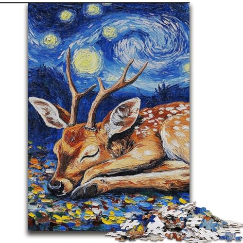 Puzzle für Erwachsene, 1000 Teile, Hirsch-Nachthimmel, aus Holz, hochschwieriges Denkspiel für Teenager, 50x75cm, für interaktives Familienspiel von MrChunlong
