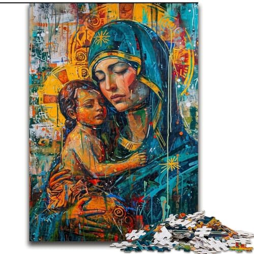 Puzzle für Erwachsene, 1000 Teile, Jesus-Graffiti, anspruchsvolles Spiel und Familienspiel mit vollständig ineinandergreifenden, zufällig geformten Teilen (Größe 26x38cm) von MrChunlong